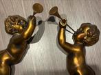Set gouden engeltjes met trompet – wanddecoratie, sfeervol, Ophalen of Verzenden, Zo goed als nieuw