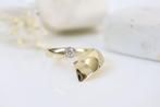 14 Karaat Open Gouden Ring Met Diamanten, Ophalen of Verzenden, Zo goed als nieuw, 17 tot 18, Met edelsteen