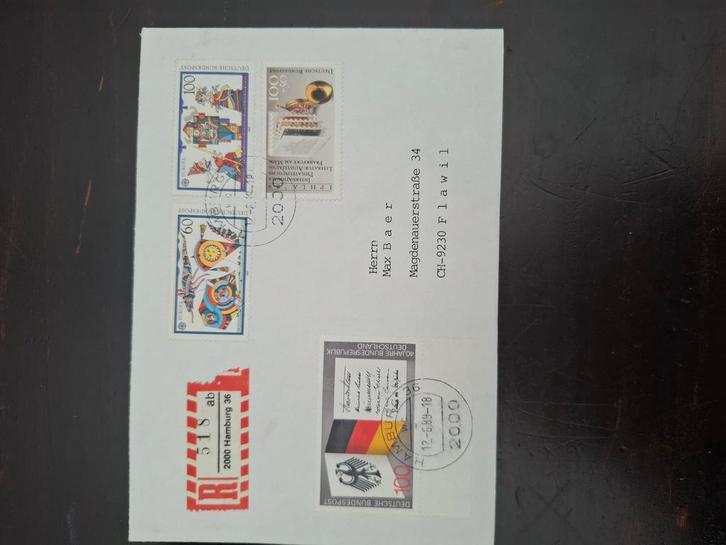 Duitsland 1989 – Aangetekende brief naar Zwitserland, Postzegels en Munten, Postzegels | Toebehoren, Verzamelalbum, Verzenden