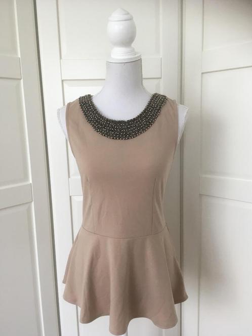 Drole de Copine zandkleurige kraaltjes top L (valt als M), Kleding | Dames, Tops, Gedragen, Maat 42/44 (L), Beige, Zonder mouw