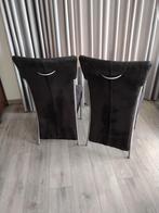2 zwarte stoelen van volle vet stof - prima staat!, Twee, Zwart, Ophalen of Verzenden, Zo goed als nieuw