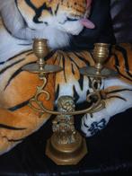 Bronzen kandelaar met leeuw, Antiek en Kunst, Ophalen of Verzenden, Koper of Brons