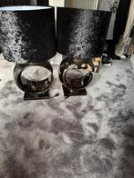 Twee mooie antrasit velvet zwarte kap lampen, Huis en Inrichting, Lampen | Tafellampen, Ophalen of Verzenden, Zo goed als nieuw