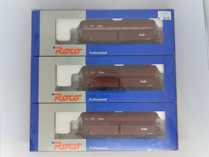 Roco 45978 – Drie Kalk zijlossers van de NS, Hobby en Vrije tijd, Modeltreinen | H0, Zo goed als nieuw, Wagon, Gelijkstroom, Roco