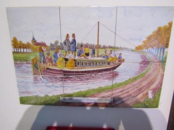 een leuk tegeltableau van westraven met een trekschuit beschikbaar voor biedingen