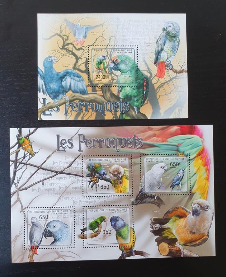 Cen Afr Rep 2011 Vogels Papagaai Michel 3023-3026+bl 718 pf, Postzegels en Munten, Postzegels | Thematische zegels, Postfris, Dier of Natuur