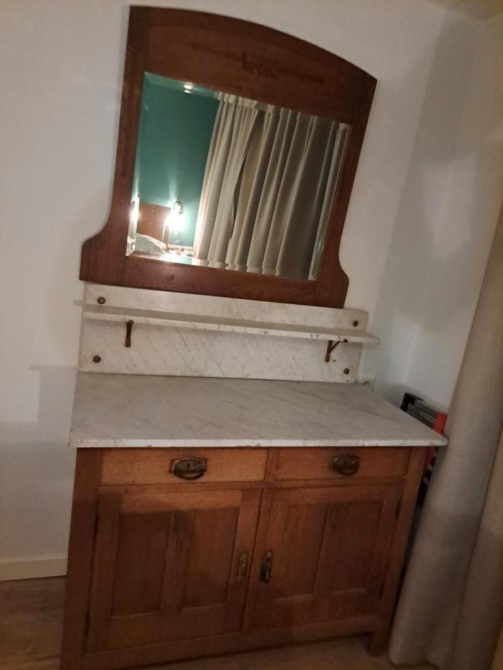 Antieke Kaptafel met Spiegel en Marmeren Blad, Antiek en Kunst, Antiek | Meubels | Kasten, Ophalen