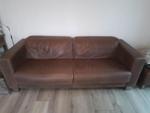 Ledere 2,5 zits bank, Huis en Inrichting, Banken | Bankstellen, Gebruikt, Rechte bank, Tweepersoons, 150 tot 200 cm, Minder dan 75 cm