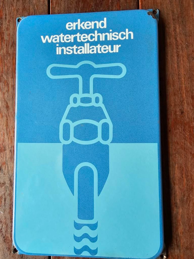 Water technisch installateur emaille bord, Ophalen, Gebruikt, Reclamebord