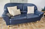 lederen 2 zitsbank blauw, Huis en Inrichting, Banken | Bankstellen, Ophalen, Gebruikt, 150 tot 200 cm, Tweepersoons