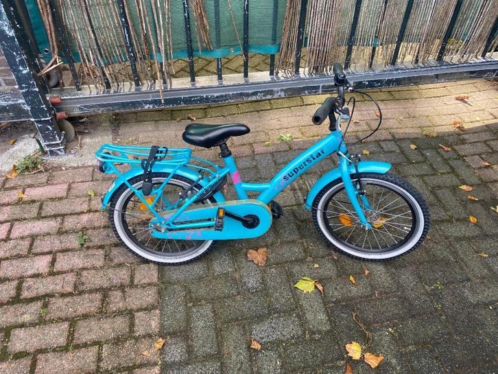 Loekie "Superstar" kinderfiets 18 inch, turquoise - met slot, Fietsen en Brommers, Fietsen | Meisjes, Gebruikt, 18 inch, Ophalen