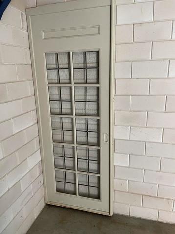 Schuifdeur van antieke paneeldeur, glas in lood 82x210,5 cm beschikbaar voor biedingen