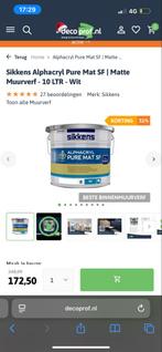 Sikkens Alphacryl Pure Mat SF - 10L - Wit, Ophalen, Wit, Nieuw, Verf