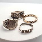 4 oude ringen zilver, Sieraden, Tassen en Uiterlijk, Ringen, 17 tot 18, Dame, Zo goed als nieuw, Zilver