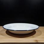 Emaille bord wit met blauwe rand no 1115, Antiek en Kunst, Antiek | Emaille, Ophalen of Verzenden