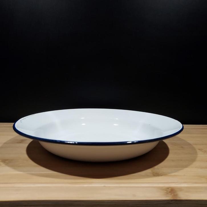 Emaille bord wit met blauwe rand no 1115, Antiek en Kunst, Antiek | Emaille, Ophalen of Verzenden