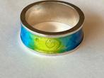 Leuke zilveren ring emaille ., Gebruikt, Verzenden, Kleiner dan 17, Dame