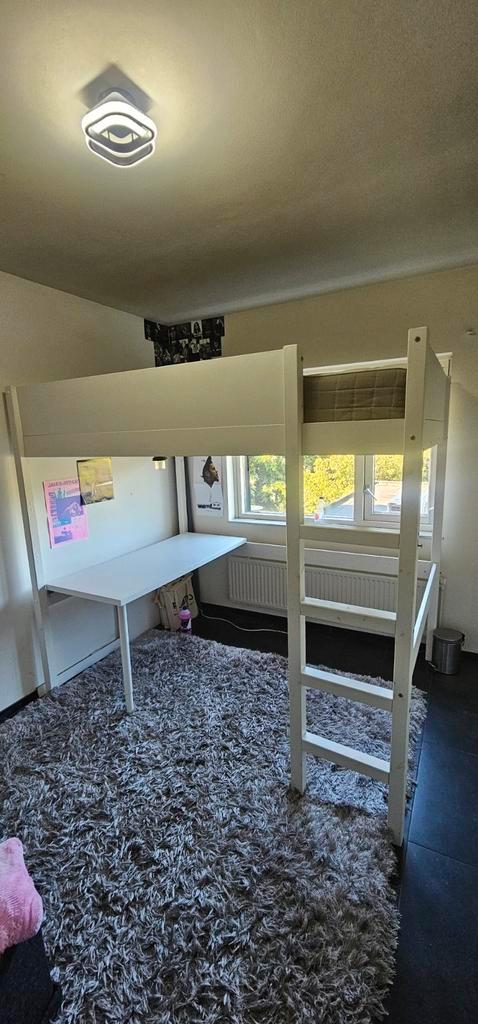 Hoogslaper met Bureau, Huis en Inrichting, Slaapkamer | Stapelbedden en Hoogslapers, Gebruikt, Hoogslaper, 90 cm, 190 cm of minder