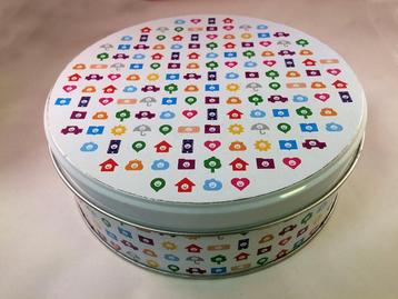 Leuke grote Koektrommel koekblik rond blik vastentrommel beschikbaar voor biedingen