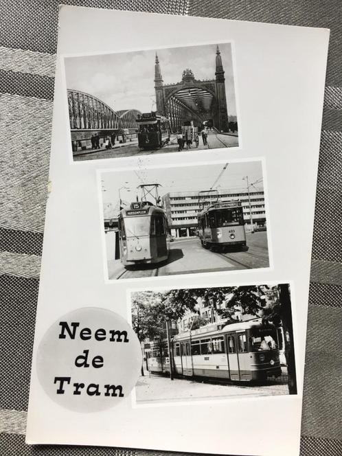 Reclamekaart met verschillende Trams in Rotterdam, Verzamelen, Spoorwegen en Tramwegen, Zo goed als nieuw, Tram, Kaart of Prent