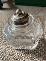 Antieke glazen inktpot met messing dop ca. 1900-1930, Ophalen of Verzenden