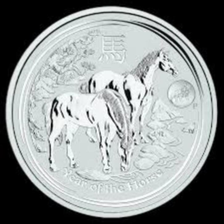 1 OUNCE LUNAR 2 HORSE 2014 ZILVER MUNT OZ PAARD, Postzegels en Munten, Edelmetalen en Baren, Zilver, Ophalen of Verzenden