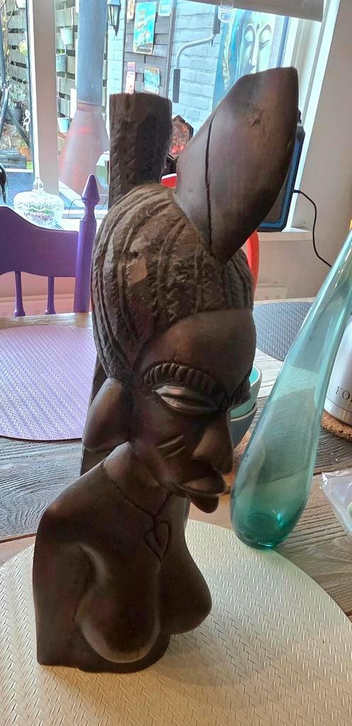 Afrikaanse Houten Beeld - Vrouw, Antiek en Kunst, Kunst | Beelden en Houtsnijwerken, Ophalen of Verzenden