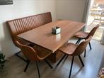 Eettafel met 4 kuipstoelen en bankje, ook los mogelijk, Ophalen of Verzenden