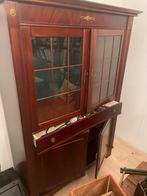 Antieke Vitrinekast met Glasdeuren, Gebruikt, Met lade(s), 150 tot 200 cm, 25 tot 50 cm