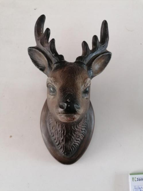 vintage gipsen hertenkop voor aan de wand izgst 31x18 cm, Antiek en Kunst, Curiosa en Brocante, Ophalen