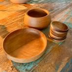 Vintage Houten Schalen Set, Huis en Inrichting, Gebruikt, Schaal, Rond, Ophalen of Verzenden