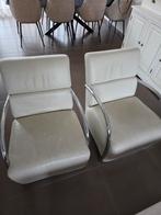 2 Echt lederen beige fauteuils merk carina z g.a.n, Antiek en Kunst, Ophalen