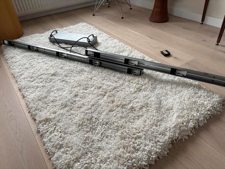 Uitschuifbare RVS Halogeenlamp - Dimbaar, Huis en Inrichting, Lampen | Hanglampen, Gebruikt, 75 cm of meer, Metaal, Ophalen