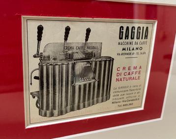 Zeldzame Gaggia advertentie uit 1951 - unicum - ingelijst beschikbaar voor biedingen