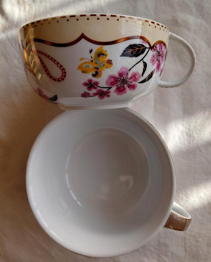 Xenos witte kommen Birdy Collection vogels roze bloemen, Huis en Inrichting, Keuken | Servies, Zo goed als nieuw, Kom(men), Overige stijlen