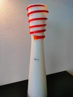 Italië Murano Style Vintage Glas Vaas Wit Rood Glasdraad '70, Ophalen of Verzenden