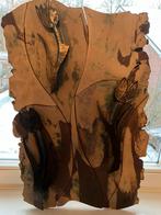 Kunst op bord met tulpen  bronskleur keramiek, Antiek en Kunst, Ophalen of Verzenden