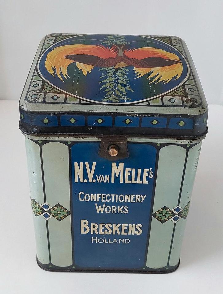 Antiek Winkelblik Van Melle Toffees Toonbankblik Reclameblik, Verzamelen, Blikken, Gebruikt, Overige, Verzenden