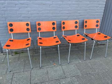 Vintage  Lande Bubbles stoelen oranje met buisframe beschikbaar voor biedingen