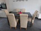 6 Eetkamerstoelen met Hoge Rugleuning, Huis en Inrichting, Stoelen, Ophalen, Gebruikt, Overige kleuren, Hout