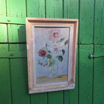 Gesigneerd schilderij jaren 30 met rozen beschikbaar voor biedingen