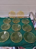gebakbordjes amber glas vintage 11 stuks, Ophalen of Verzenden