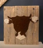 Unieke decoratie op steigerhout, Ophalen of Verzenden, Zo goed als nieuw