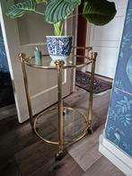 Serveerwagen barcart trolley messing vintage bijzettafel, Antiek en Kunst, Ophalen