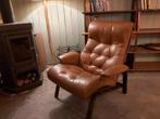 Perfecte vintage leren fauteuil bruin leer 1970, Huis en Inrichting, Fauteuils, Ophalen, Zo goed als nieuw, 50 tot 75 cm, Leer