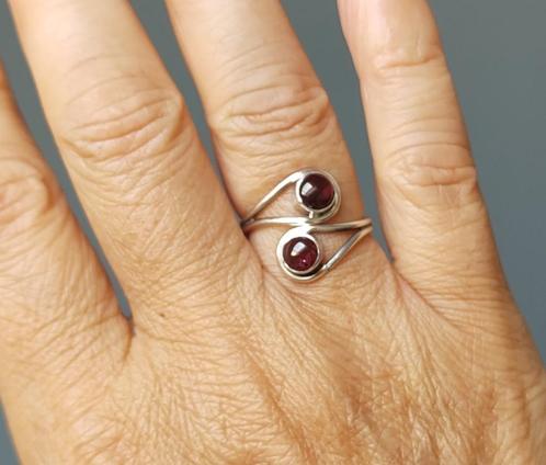 zilveren ring met natuurlijke Granaat steen zilver 925, Sieraden, Tassen en Uiterlijk, Ringen, Nieuw, Dame, Kleiner dan 17, Rood