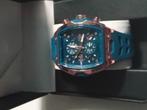 Lige horloge donkerblauw met brons, Staal, Polshorloge, Overige materialen, Nieuw