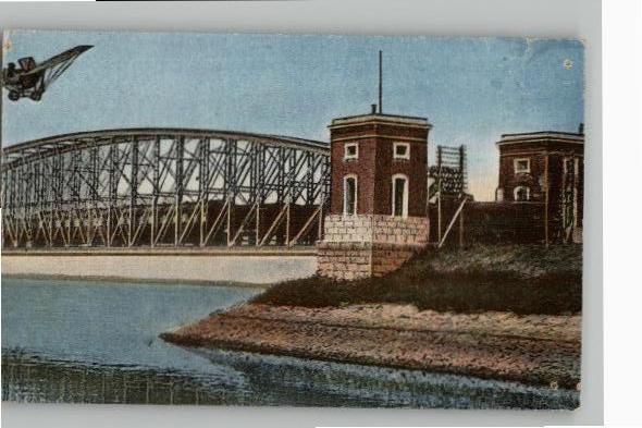 Spoorbrug bij Moerdijk trein + nepvliegtuigje zie adreszijde, Verzamelen, Ansichtkaarten | Nederland, Gelopen, Noord-Brabant, Voor 1920