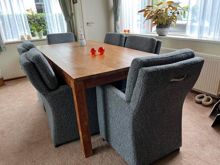 Zes luxe eettafelstoelen op wieltjes, Huis en Inrichting, Stoelen, Zo goed als nieuw, Vijf, Zes of meer stoelen, Overige kleuren