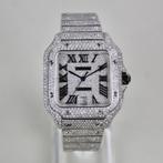 Cartier Santos Large - Iced Out - WSSA0009, Sieraden, Tassen en Uiterlijk, Horloges | Heren, Overige merken, Staal, Cartier, Staal